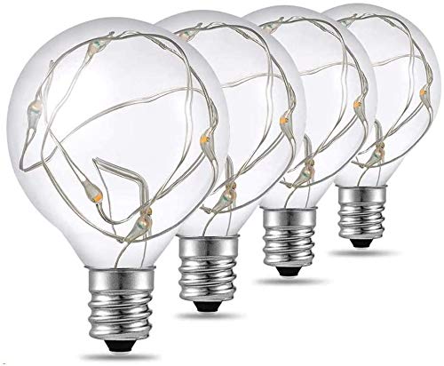 Quntis 4er Pack G40 LED Glühbirnen E12 Sockel, 0,1W Energiesparend, IP65 Wasserdicht Ersatzbirne für Garten Party Lichterkette Innen/Außen (Niederdruck) von Quntis