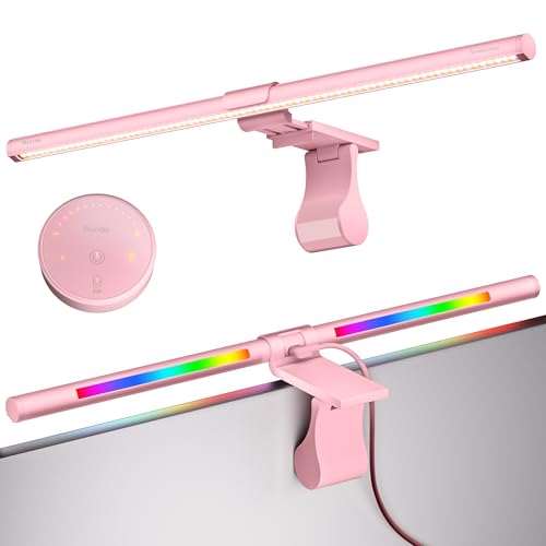 Quntis 51cm Curved Monitor Lampe mit RGB Hintergrundbeleuchtung Fernbedienung, 15 Modi Monitor Light Bar Gaming Deko Augenschonende dimmbare Bildschirmlampe USB für PC Computer Büro - Glow RGB Rosa Quntis 51cm Curved Monitor Lampe mit RGB Hintergrundbeleuchtung Fernbedienung, 15 Modi Monitor Light Bar Gaming Deko Augenschonende dimmbare Bildschirmlampe USB für PC Computer Büro - Glow RGB Rosa von Quntis