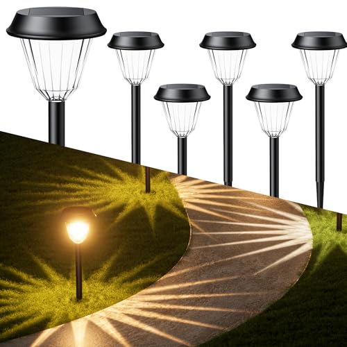 Quntis 6 Pack Solarlampen für außen 2 Modi Solarleuchten IP65 Wasserdicht Solar Gartenbeleuchtung Warmweiß+RGB Wegeleuchten Solarleuchten für Garten,Terrasse,Rasen,Hof,Wege von Quntis