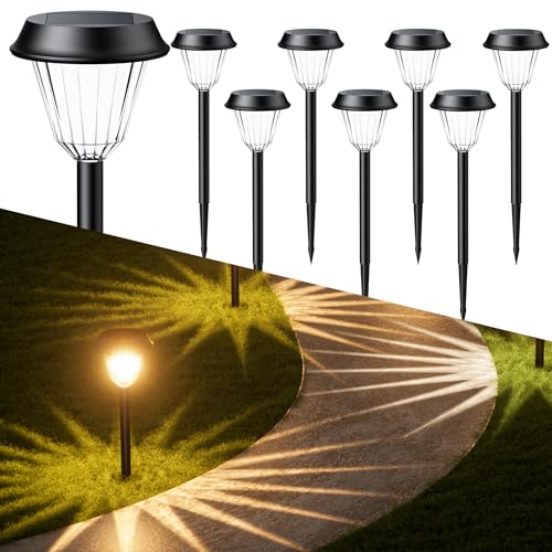 Quntis 8 Pack Solarlampen für außen 2 Modi Solarleuchten IP65 Wasserdicht Solar Gartenbeleuchtung Warmweiß+RGB Wegeleuchten Solarleuchten für Garten,Terrasse,Rasen,Hof,Wege von Quntis