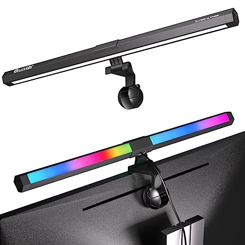 Quntis Computer Monitor Lampe mit Gaming Deko RGB Hintergrundbeleuchtung, 40cm Monitor Light Bar mit Touch Control, Anti-blaues Licht, USB Bildschirmlampe mit einstellbarer Farbtemperatur Helligkeit von Quntis