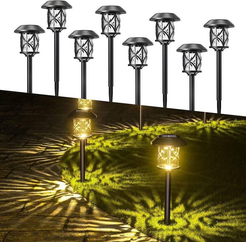 Quntis Gartenleuchte 6/12 Stück Solarleuchte mit Erdspieß, Gartenlampe für Garten, Terasse, LED fest integriert, Warmweiß, mit Gartenstrahler für Weihnachten Deko von Quntis