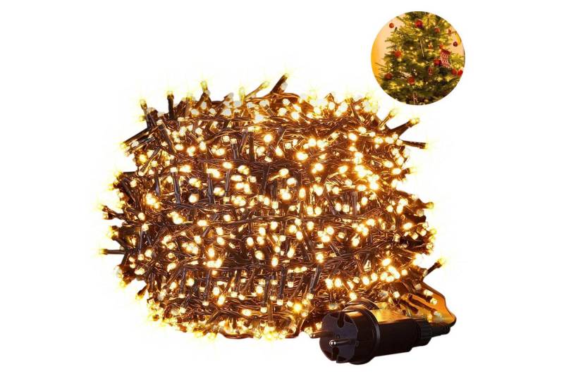 Quntis LED-Lichterkette LED-Lichtervorhang 8 Modi Weihnachtsbeleuchtung, 1000-flammig, IP44, mit Memory-Funktion für 2/3M Weihnachtsbaum von Quntis