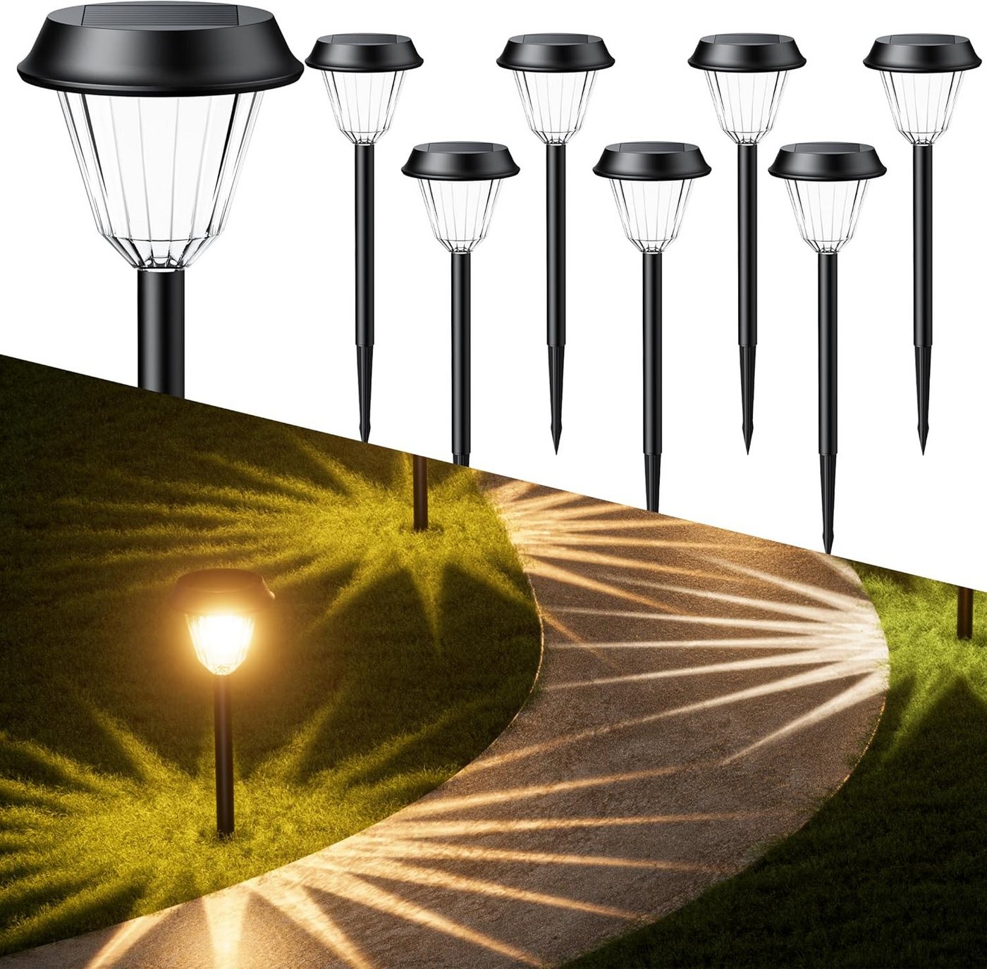 Quntis LED Solarleuchte 6/8 Stück,Gartenleuchten mit Erdspieß,LED-Perlen 3000K + RGB,IP65, LED fest integriert, Warmweiß, RGB, mit Automatic lichtempfindlich für Garten, Wege, Balkon, Hof Quntis LED Solarleuchte 6/8 Stück,Gartenleuchten mit Erdspieß,LED-Perlen 3000K + RGB,IP65, LED fest integriert, Warmweiß, RGB, mit Automatic lichtempfindlich für Garten, Wege, Balkon, Hof von Quntis