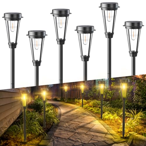 Quntis Solarlampen für Außen Garten, 6 Stück Solar Gartenleuchten Garten Wegbeleuchtung mit Warmweiß IP65 Wasserdicht Auto Ein/Aus Solarleuchten für Außen Rasen, Terrasse, Hof, Gehweg, Gartendeko von Quntis