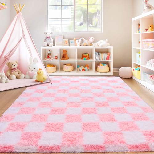 Quntue Karierter Teppich für Wohnzimmer, 15,2 x 22,9 cm, ultraflauschig, flauschig, großer Zottelteppich für Schlafzimmer, moderner Plüsch, weich, rutschfest, für Kinder- und Mädchenzimmer, Wohnheim Quntue Karierter Teppich für Wohnzimmer, 15,2 x 22,9 cm, ultraflauschig, flauschig, großer Zottelteppich für Schlafzimmer, moderner Plüsch, weich, rutschfest, für Kinder- und Mädchenzimmer, Wohnheim von Quntue