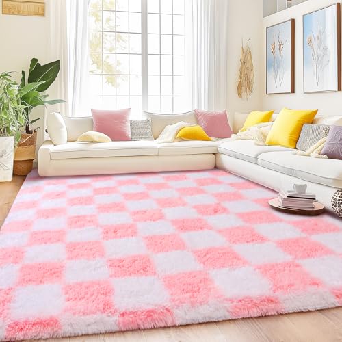 Quntue Karierter Teppich für Wohnzimmer, 20,3 x 25,4 cm, ultraflauschig, flauschig, großer Zottelteppich für Schlafzimmer, moderner Plüsch, weich, rutschfest, für Kinder- und Mädchenzimmer, Wohnheim Quntue Karierter Teppich für Wohnzimmer, 20,3 x 25,4 cm, ultraflauschig, flauschig, großer Zottelteppich für Schlafzimmer, moderner Plüsch, weich, rutschfest, für Kinder- und Mädchenzimmer, Wohnheim von Quntue