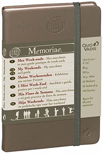 Notizbuch Memoriae, Meine Wochenenden: Erlebnisse aus meiner Freizeit. Mit Themenindexen, Stickern und Platz f. eigene Eintragungen. Mit Fächertasche u. Gummiband-Verschluss von Quo Vadis