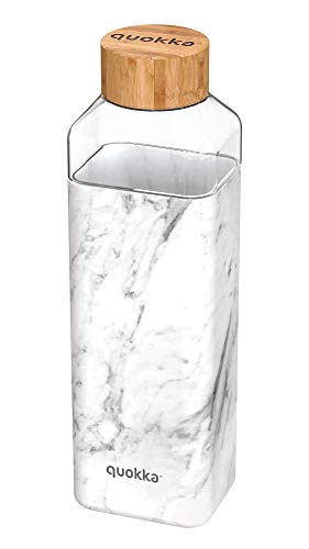 QUOKKA QUADRATISCHE GLASFLASCHE MIT SILIKONHÜLLE MARMOR 700 ML, Schwarz, Único von Quokka