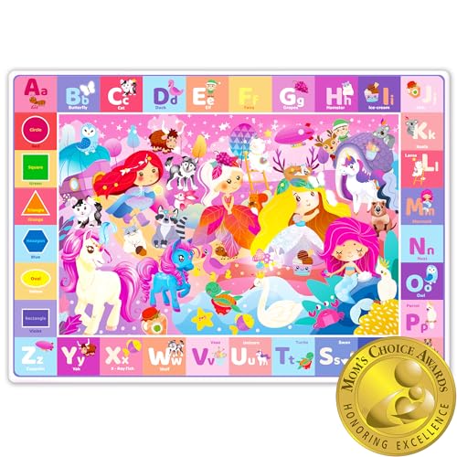 QUOKKA Spielmatten für Babys und Kleinkinder, ABC-Spielmatte für Kinder, Babys, Kleinkinder, superweich, extra dick, 0,8 cm, großer Alphabet-Teppich mit Einhorn-Prinzessin von QUOKKA