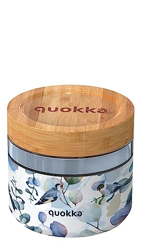 Quokka DELI BLUE NATURE | BEHÄLTER FÜR ESSEN AUS GLAS MIT SILIKONHÜLLE 820 ML von Quokka