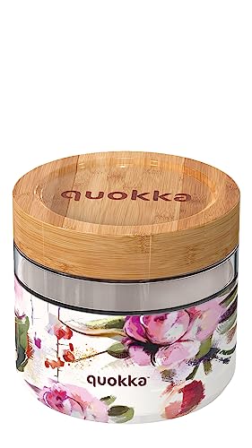 Quokka DELI DARK FLOWERS | BEHÄLTER FÜR ESSEN AUS GLAS MIT SILIKONHÜLLE 820 ML von Quokka