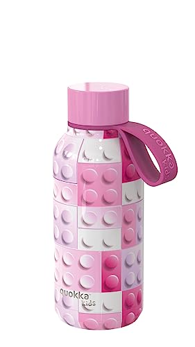 Quokka KIDS SOLID PINK BRICKS | THERMOFLASCHE MIT EDELSTAHL-AUFHÄNGER 330 ML von Quokka