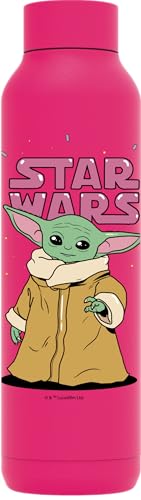Quokka The Mandalorian Grogu Neon Thermosflasche, Edelstahl, massiv, Raspberry Pink, 630 ml von Quokka