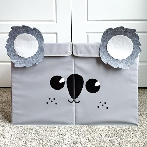 QUOKKA Spielzeug Aufbewahrungsbox für Jungen und Mädchen – 63x41x33 cm Groß Spielzeugkisten für Kinder mit Koala -Zusammenklappbar – Griffe – Klappdeckel –Stoffbehälter für Spielzimmer von Quokka