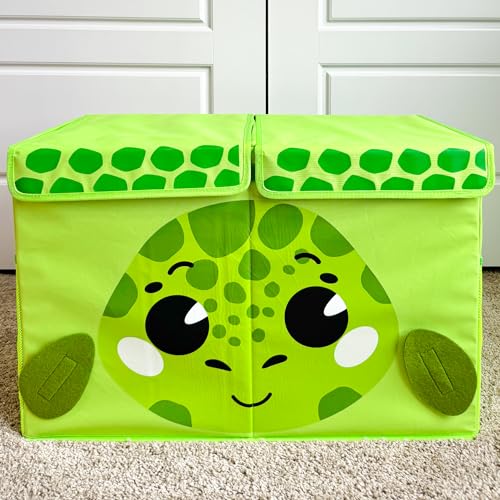 QUOKKA Spielzeug Aufbewahrungsbox für Jungen und Mädchen – 63x41x33 cm Groß Spielzeugkisten für Kinder mit Schildkröten -Zusammenklappbar – Griffe – Klappdeckel –Stoffbehälter für Spielzimmer von Quokka