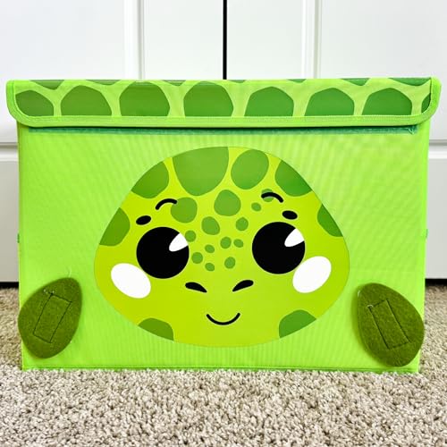 Quokka Spielzeug Aufbewahrungsbox für Jungen und Mädchen – 40x30x25 cm Spielzeugkisten für Kinder mit Schildkröten -Zusammenklappbar – Griffe – Klappdeckel –Stoffbehälter für Spielzimmer von Quokka