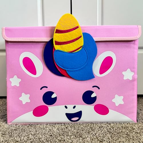 QUOKKA Spielzeug Aufbewahrungsbox für Jungen und Mädchen – 40x30x25 cm Spielzeugkisten für Kinder mit Einhorn -Zusammenklappbar – Griffe – Klappdeckel –Stoffbehälter für Spielzimmer von Quokka