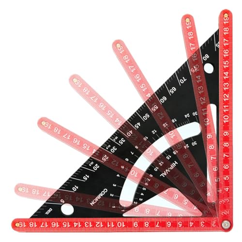 Quorvex Aluminium Anschlagwinkel,Zimmerei Dachsparren Winkelmesser | Verstellbarer Zimmerer Dreieckswinkel mit Doppelskala für Rahmenkonstruktion und Ausrichtung von Quorvex