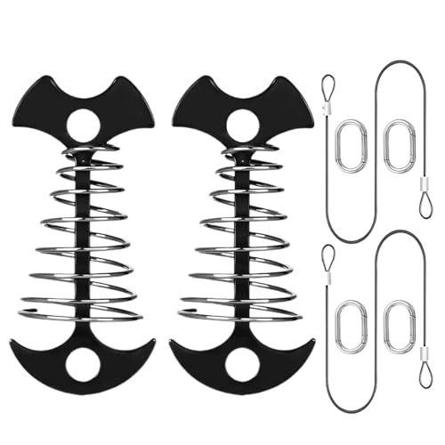 Quorvex Befestigungsstifte Für Gartenmöbel | Fischgräten Befestigungshaken Für Terrassenmöbel - 2 Rostfeste Heringe Mit 4 Karabinern Und Seilen Für Grill Surfbrett Tisch Stuhl von Quorvex
