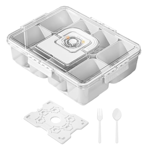 Quorvex Behälter, Kühlende Reise-Wurst & Käse-Box Mit Deckel, Wiederverwendbar Tablett 8-Fach Für Wanderungen Schule Reisen Outdoor von Quorvex