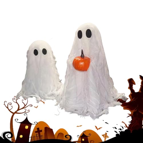 Quorvex Halloween Dekoration, Geist Figur Für Halloween, 2 Stück Beleuchtete Gotische Festliche Skulptur Als Deko Für Zuhause Garten Party Tisch von Quorvex