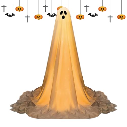 Quorvex Halloween Geist Dekoration für den Außenbereich - Gruselige Halloween Deko mit Lichtern | Mit Verstellbarer Höhe Saisonales Feiertagsparty Zubehör Für Hinterhof Spukhaus Garten Zuhause Und von Quorvex