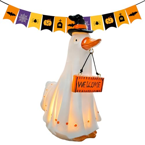 Quorvex Halloween Geist Figur - Beleuchtete Gespenstische Geisterfigur Deko | Halloween Deko Für Garten Party Camping Wohnzimmer Fenster von Quorvex