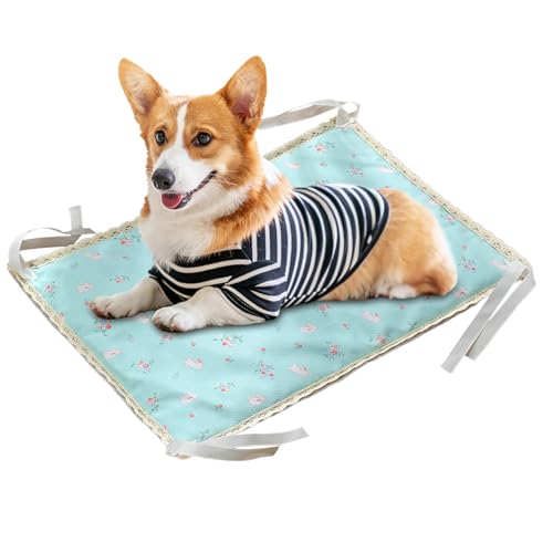 Quorvex Hundekühlmatte,Komfortable Haustierunterlage | Doppelseitige Kühlmatte Mit Vier Eckseilen Zur Befestigung Für Sofa Hundekorb Und Transportbox Im Innen Und Außenbereich Für Hunde Und Katzen von Quorvex