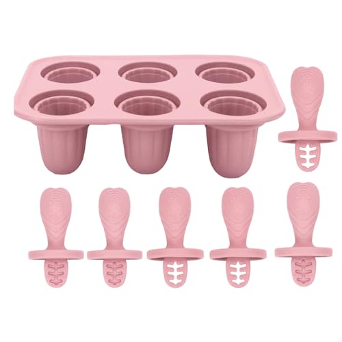 Quorvex Kindereisform,Backform Für Hausgemachte Kinder Kuchenpops Mit 6 Fächern - Wiederverwendbare Silikonformen mit Stäbchen für die Herstellung von, Pudding, Fruchtlutschern und Desserts von Quorvex