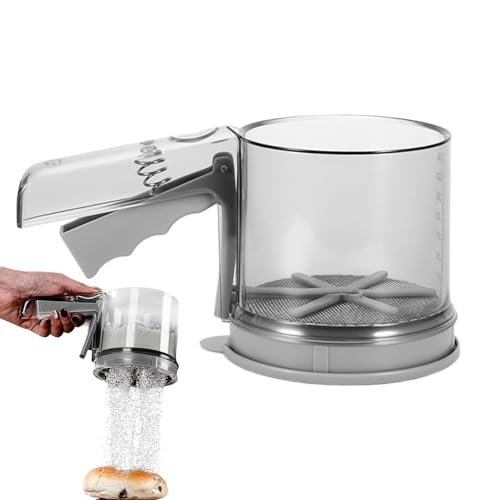 Quorvex Mehlsieb zum Backen, Edelstahl Handheld Kleines Backsieb, Sieb Doppelschicht Halbautomatischer Staubwedel für Restaurant Zucker Küchenhelfer Kochen Home Kuchen von Quorvex