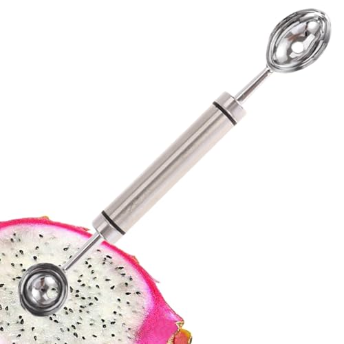 Quorvex Melonenkugelausstecher - Edelstahl Doppelköpfige Schnitzmesser Wassermelone Honigmelone Ausstecher,Cantaloupe-Melone Eiscreme Sorbet Dessert Kugellöffel - Tomaten von Quorvex