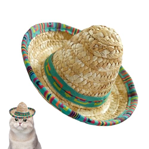 Quorvex Mini Sombrero Hüte - Gewebene Mexikanische Festhüte,Weitkrempiger Kopfschmuck Für Outdoor Feste Kostümpartys Haustiere Kinder Geburtstag von Quorvex
