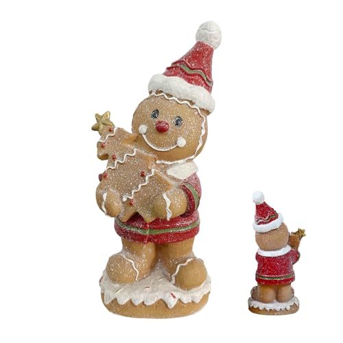 Quorvex Weihnachtsstatuen Für Innenräume,Tischdekoration Weihnachtsschmuck - Kunstharz Lebkuchenmann Figur für Schreibtisch Nachttisch Bücherregal Kaminsims Wohnzimmertisch Quorvex Weihnachtsstatuen Für Innenräume,Tischdekoration Weihnachtsschmuck - Kunstharz Lebkuchenmann Figur für Schreibtisch Nachttisch Bücherregal Kaminsims Wohnzimmertisch von Quorvex