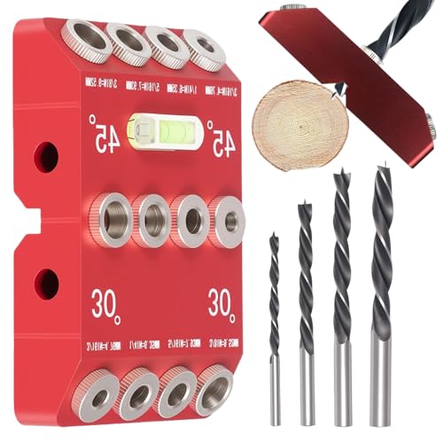 Quorvex Winkelbohr Schablone, Bohrwinkel Führung für 30 45 90 Grad, Ausrichtungslehre Für Holzbearbeitung Möbelbau Geländer Handläufe Terrassen von Quorvex