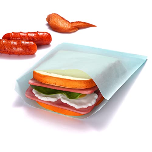 Quotidian Babyblau Flach Groß Fettabweisendes Papier Sandwichtüten 6 3/4" x 8'' (17 x 20,3cm) 100 Stück - Partygeschenke Gebäck Lebensmittel Snack Tüten von Quotidian