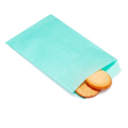 Quotidian Babyblau Flach Mittel Fettabweisendes Papier Taschen 5" x 7" (13 x 17,8cm) 100 Stück - Bäckerei Süßigkeiten Dessert Schokolade Seife von Quotidian