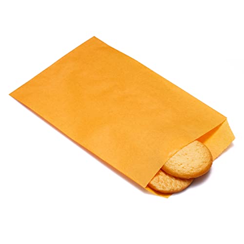 Quotidian Gold Flach Mittel Fettabweisendes Papier Taschen 5" x 7" (13 x 17,8cm) 100 Stück - Bäckerei Kekse Süßigkeiten Dessert Schokolade von Quotidian