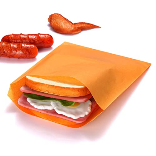Quotidian Orange Flach Groß Fettabweisendes Papier Sandwichtüten 6 3/4" x 8'' (17 x 20,3cm) 100 Stück - Kekse Gebäck Lebensmittel Snack Wraps Tüten von Quotidian