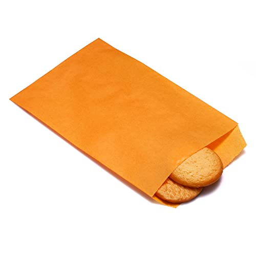 Quotidian Orange Flach Mittel Fettabweisendes Papier Taschen 5" x 7" (13 x 17,8cm) 100 Stück - Bäckerei Dessert Schokolade Seife Hochzeit von Quotidian