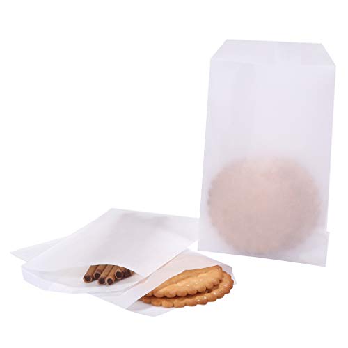 Quotidian Weiß Flach Mittel Gewachstes Glasinpapier Taschen 4" x 6" (10 x 15,2cm) 100 Stück - Buffet Bastelbedarf Geschäft Geschenke Blütenblätter Samen von Quotidian