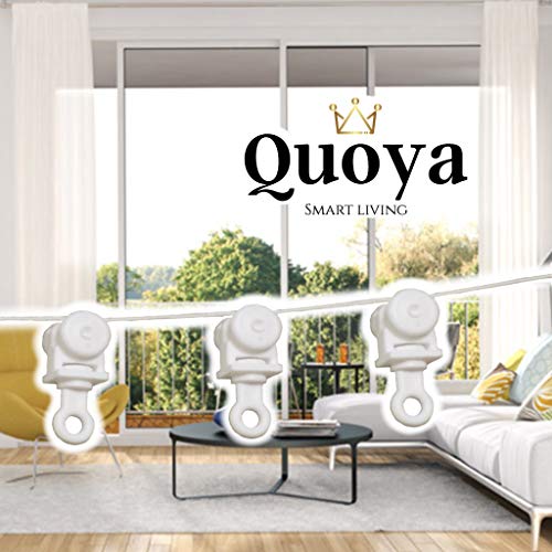 Quoya Smart Vorhangschiene - Wellenförmiges Vorhang-Set (4 Stück, Weiß/Opulenter Garten, Kunststoff) von Quoya