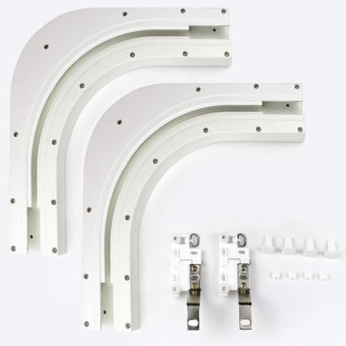 Quoya Smart Gardinenschienen 90 Grad Biege-Set (kompatibel mit QL500, nicht mit AT5810 und QL600) - Metall Kunststoff - Satiniertes Nickel - Satin von Quoya