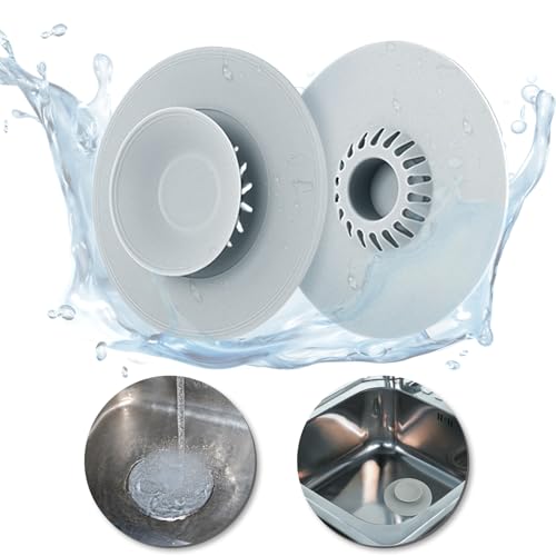 Universal Stöpsel Waschbecken Silikon,2 Stück Abflussstopfen mit Sieb,Spülbecken Stöpsel für Küche Bäder,Badewannenstöpsel mit Haarsieb,Abflusssieb Küchenspüle Hohe Luftdichtheit von Qurtkive