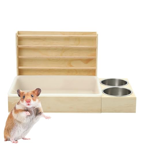 Qurygin Bunny Katzentoilette mit Heu-Futterstation | Kleintier-Futternapf Katzentoilette – Multifunktionaler Hasenfutter-Grashalter Rack Futternäpfe für Lebensraum Gehege Käfigstall von Qurygin