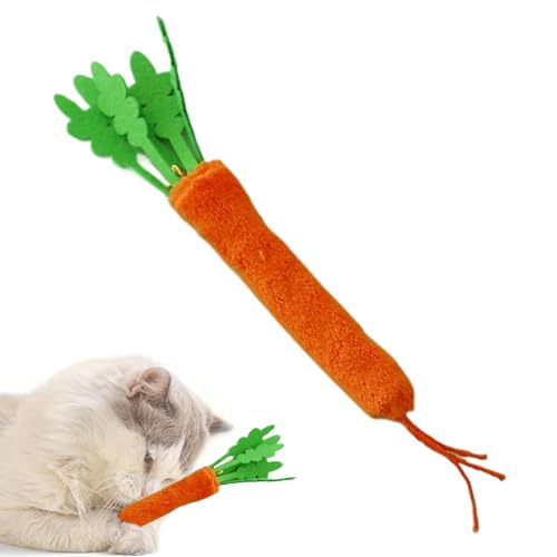 Qurygin Karotten-Hundespielzeug - Interaktives Karotten-Katzenspielzeug für den Innenbereich - Bissfester Kaustab mit Glockenton zur Beruhigung von Haustiervogel Haustier Welpen von Qurygin