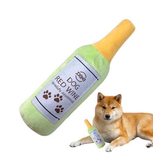 Qurygin Quietschendes Hundespielzeug in Weinflaschenform, lustiges Spiel, Hundespielzeug, Plüsch, für Welpen, Haustiere, geistige Stimulation, körperliche Aktivität, Kistenanreicherung von Qurygin