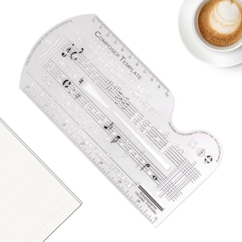 Qurygin Schablone zum Komponieren von Songwritern – Zeichenlineal-Vorlage, Zeichensymbole, Schablone, Notizen, Lineal für Kompositionen, Schreiben, Melodie, Songwriting von Qurygin