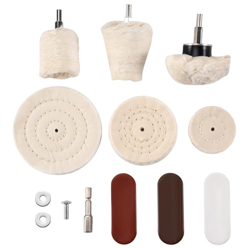 Qusedwey 10 Teilige Polier Scheiben Polier Scheiben SäTze mit 3 Teiliger Rouge Mischung mit 1/4 für Verteiler, Aluminium, Edelstahl, Chrom von Qusedwey