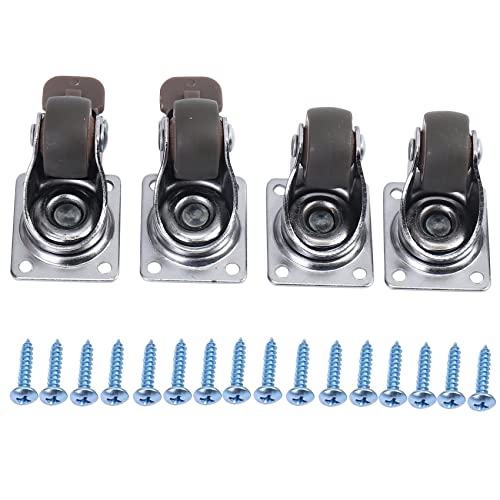 Qusedwey 4 Pack 1 Low Profile Rollen Soft Rubber Lenkrolle mit 360-Grad-Deckplatte 100 Lb GesamtkapazitäT für 4Er-Set (2 mit Bremsen und 2 Ohne) von Qusedwey